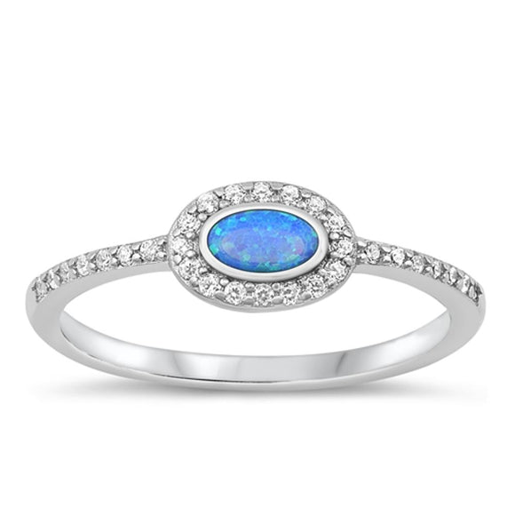 Sterling Silver Blue Lab Opal Ring