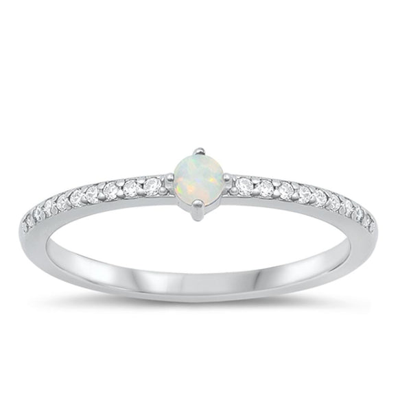 Sterling Silver White Lab Opal Ring