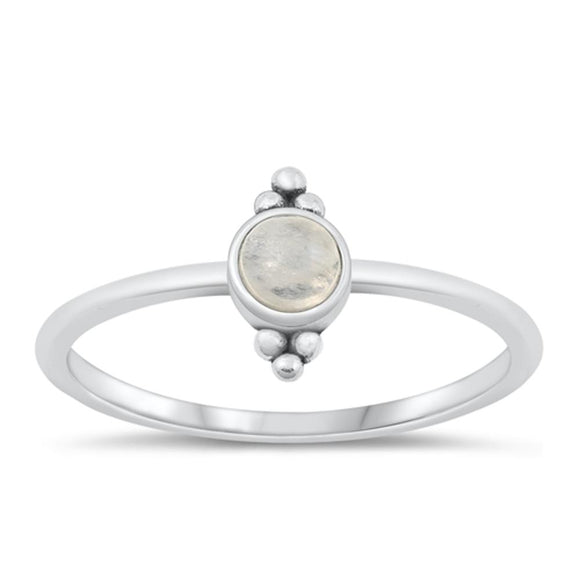 Sterling Silver White Lab Opal Bali Ring