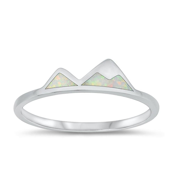 Sterling Silver White Lab Opal Mountain Ring