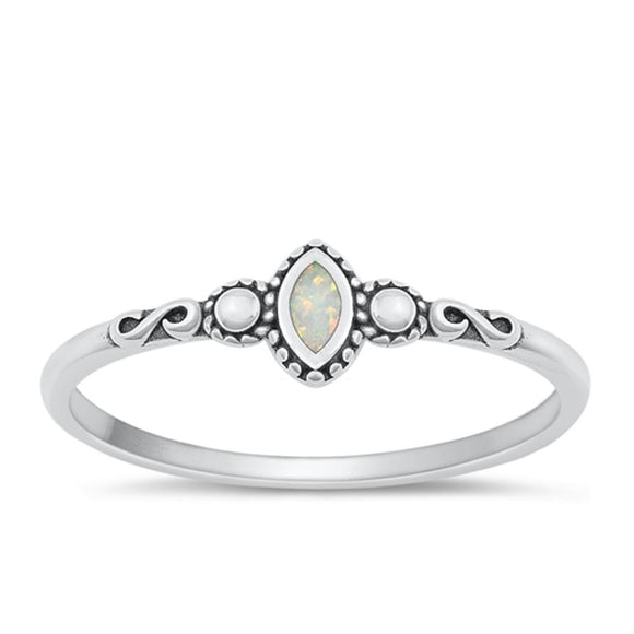 Sterling Silver White Lab Opal Infinity Ring