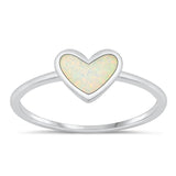 Sterling Silver White Lab Opal Heart Ring