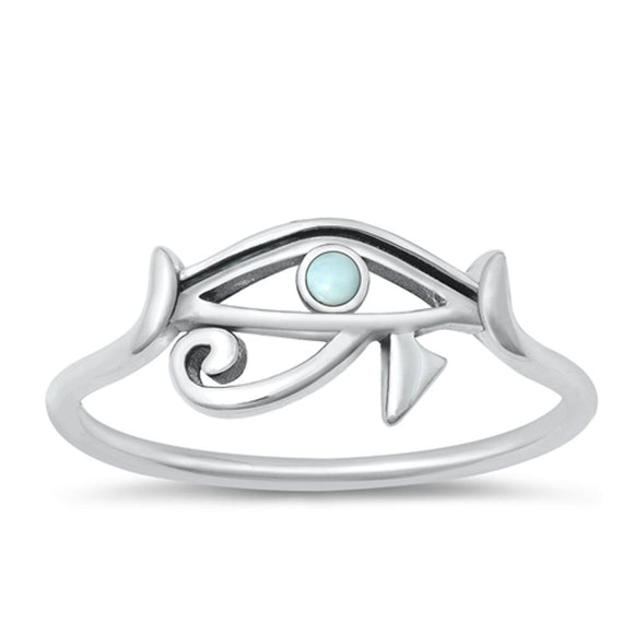 Sterling Silver Larimar Eye of Horus Ring