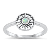 Sterling Silver White Lab Opal Sun Ring