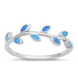 Sterling Silver Blue Lab Opal Leaf Ring