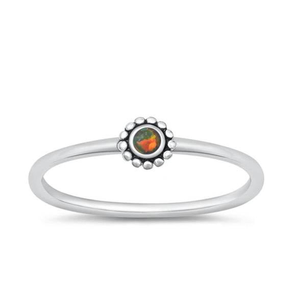 Sterling Silver Mystic Lab Opal Ring