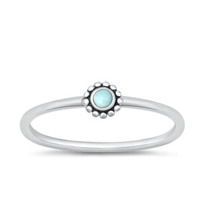 Sterling Silver Larimar Bali Flower Ring