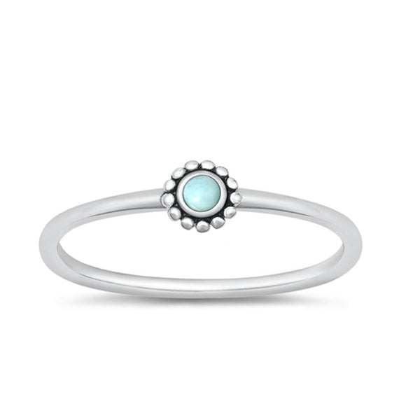 Sterling Silver Larimar Bali Flower Ring