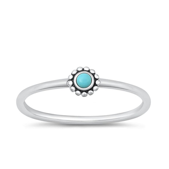 Sterling Silver Turquoise Bali Flower Ring