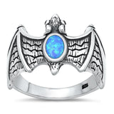 Sterling Silver Blue Lab Opal Bat Ring