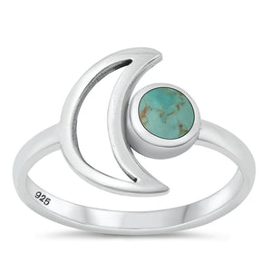 Sterling Silver Turquoise Moon Ring