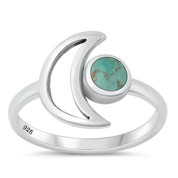Sterling Silver Turquoise Moon Ring