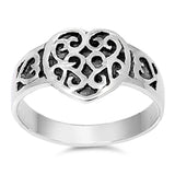Oxidized Heart Filigree Purity Promise Ring .925 Sterling Silver Band Sizes 4-10