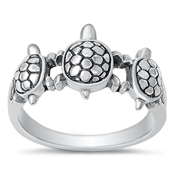 Sterling Silver Woman's Turtle Fashion Ring Wholesale 925 Band 10mm Sizes 5-10
