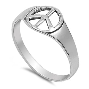 Sterling Silver Peace Sign Symbol Ring Classic Light Weight Band 925 Sizes 4-10