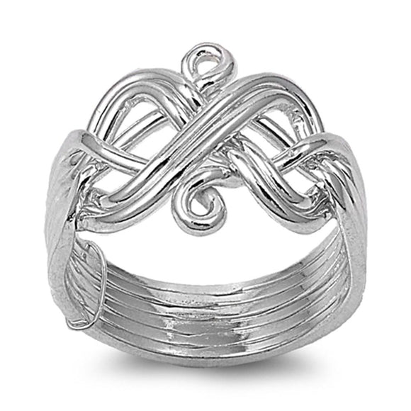 Sterling Silver Woman's Infinity Knot Polished Heavy Ring Cute Band Sizes 6-12