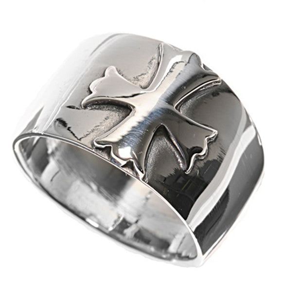 Sterling Silver Woman's Men's Cross Polished Ring Cute 925 Band 12mm Sizes 5-13