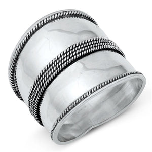Sterling Silver Woman's Large Bali New Ring Wholesale 925 Band 22mm Sizes 5-12