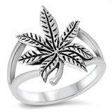 Sterling Silver Cannabis Sativa Marijuana Ring Wholesale Band 17mm Sizes 4-13