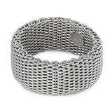 Sterling Silver Woman's Mesh Ring Wholesale Pure 925 Wide Band 10mm Sizes 5-10