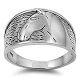 Oxidized Horse Farm Animal Head Ring New .925 Sterling Silver Band Sizes 7-13