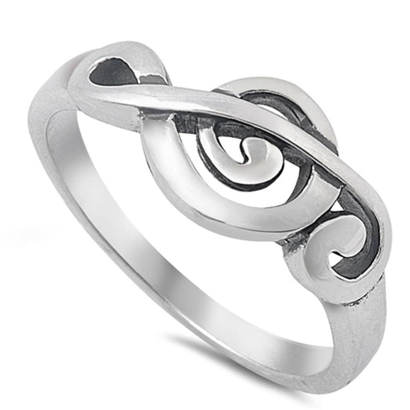 Sterling Silver Woman's Treble Clef Note Fashion Music Ring Band 9mm Sizes 4-10