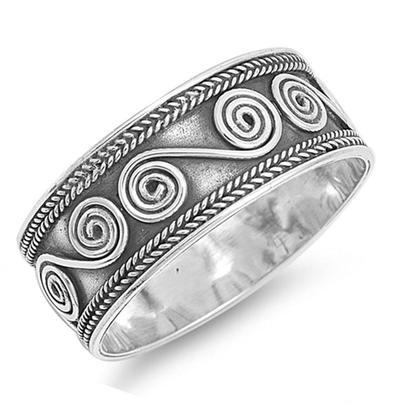 Bali Braid Weave Swirl Oxidized Ring New .925 Sterling Silver Band Sizes 5-13