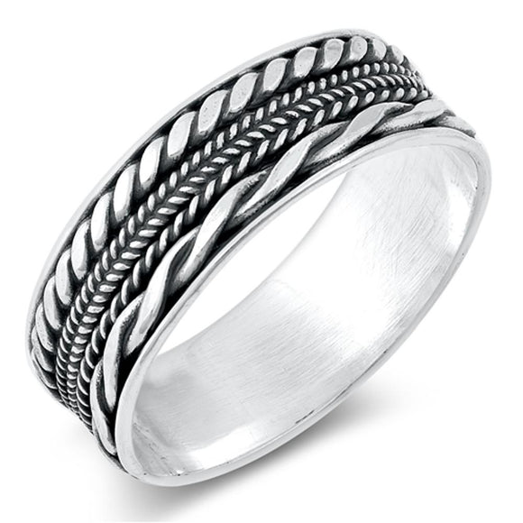Bali Weave Braided Rope Thumb Ring New .925 Sterling Silver Band Sizes 8-13