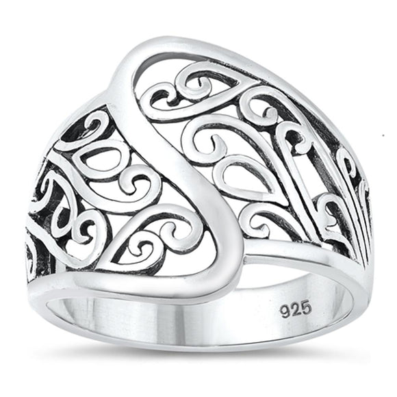 Filigree Wave Victorian Style Beautiful Ring 925 Sterling Silver Band Sizes 5-10
