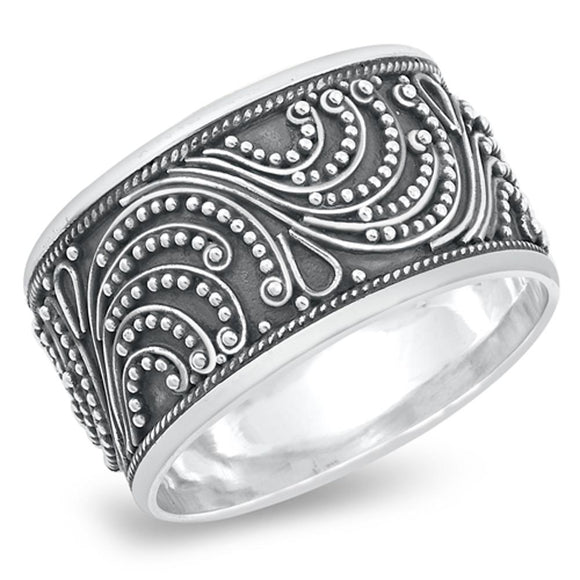Bali Filigree Oxidized Unique Thumb Ring New 925 Sterling Silver Band Sizes 5-12