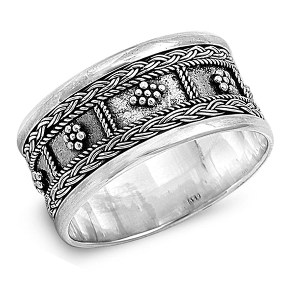 Bali Braid Weave Oxidized Thumb Ring New .925 Sterling Silver Band Sizes 5-12