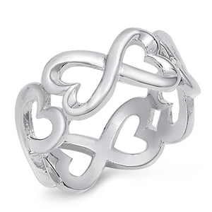 Sterling Silver Woman's Infinity Heart Promise Ring Beautiful Band Sizes 5-10