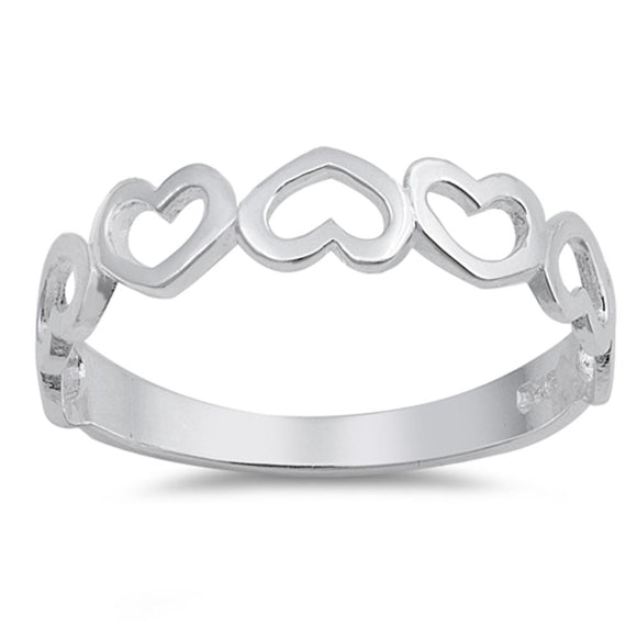 Sterling Silver Hearts Ring Romantic Heart Love Band Solid 925 New Sizes 3-12
