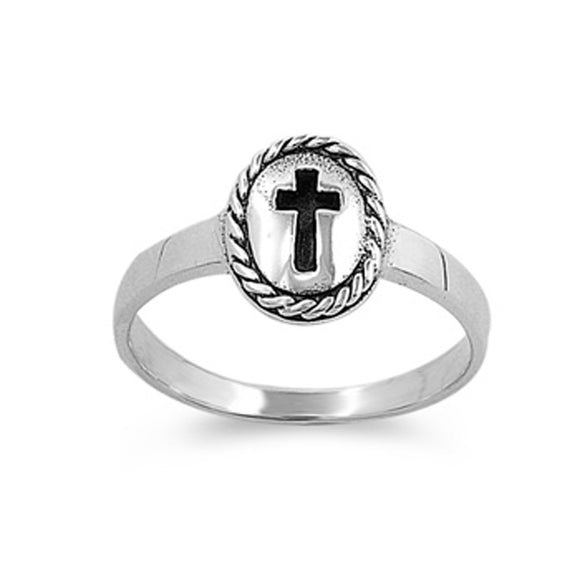 Sterling Silver Vintage Cross Ring Christian Religious Band Solid 925 Sizes 1-9