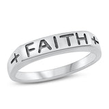 Faith Word Script Stackable Christian Ring .925 Sterling Silver Band Sizes 5-10