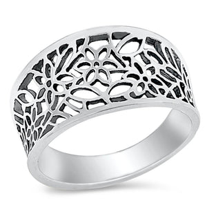 Sterling Silver Woman's Web Design Cute Ring Fashion 925 Band 11mm Sizes 3-13