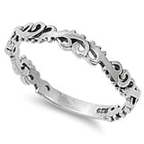 Sterling Silver Woman's Vine Design Ring Beautiful Thin Band 4mm New Sizes 3-9
