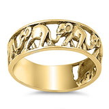 Gold-Tone Elephant Circus Statement Ring .925 Sterling Silver Band Sizes 5-10