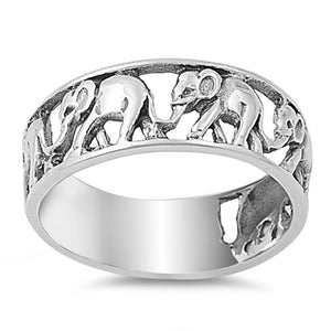 Sterling Silver Elephant Fashion Ring Wholesale 925 Band 7mm Sizes 4-13