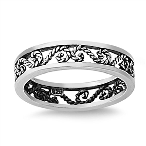 Antiqued Infinity Rope Chain Knot Ring New .925 Sterling Silver Band Sizes 4-12