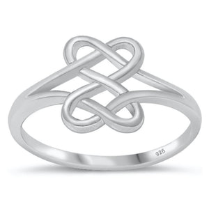 Sterling Silver Woman's Infinity Hearts Love Ring Band 11mm Sizes 3-15