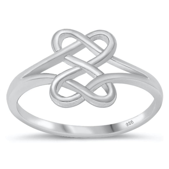 Sterling Silver Woman's Infinity Hearts Love Ring Band 11mm Sizes 3-15