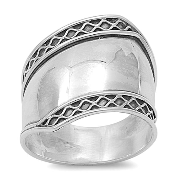 Bali Polished Wide Unique Thumb Ring New .925 Sterling Silver Band Sizes 5-12