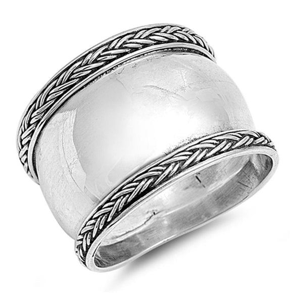 Sterling Silver Woman's Infinity Bali Ring Polished 925 Band 16mm Sizes 6-12