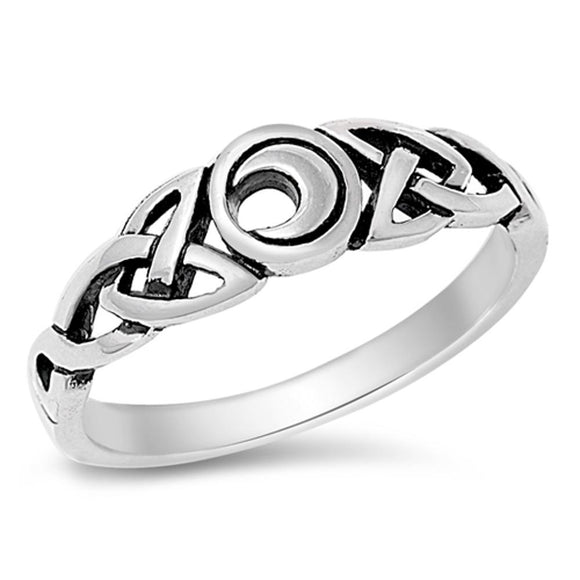 Sterling Silver Woman's Celtic Moon Irish Ring Classic 925 Band 6mm Sizes 5-10