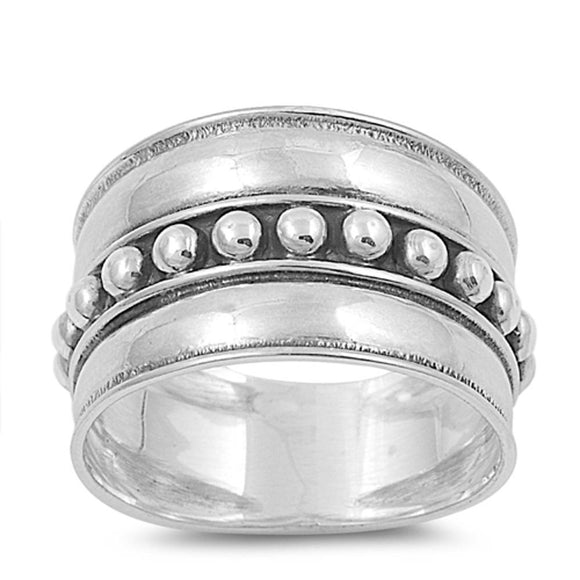 Sterling Silver Womans Wide Bali Fashion Ring Polished 925 Band 12mm Sizes 5-12