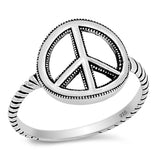 Sterling Silver Woman's World Peace Ring Wholesale New 925 Band 13mm Sizes 4-12