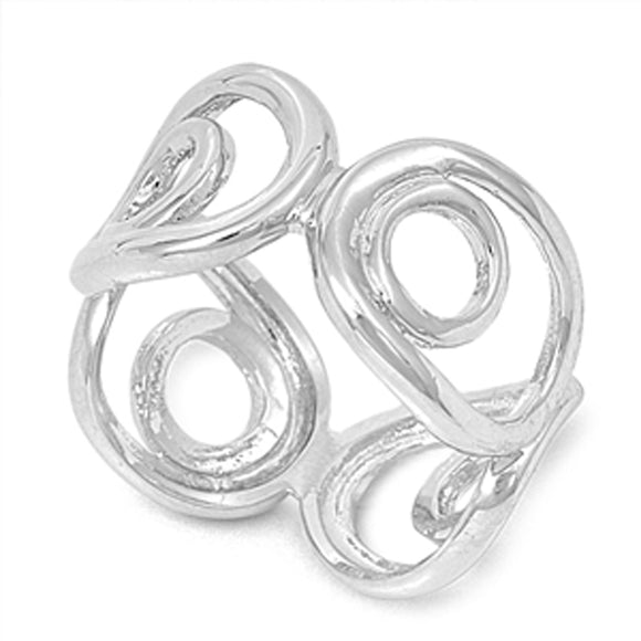 Eternity Abstract Art Polished Ring New .925 Sterling Silver Band Sizes 6-10