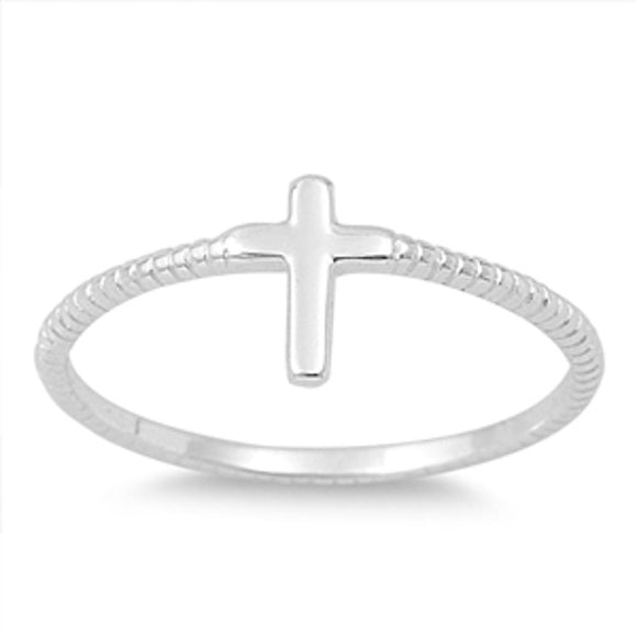 Women's Cross Fashion Ring New .925 Sterling Silver Rope Band Sizes 2-10