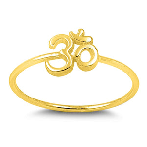 Gold-Tone Hindu Om Sign Yoga Ring New .925 Sterling Silver Band Sizes 3-10